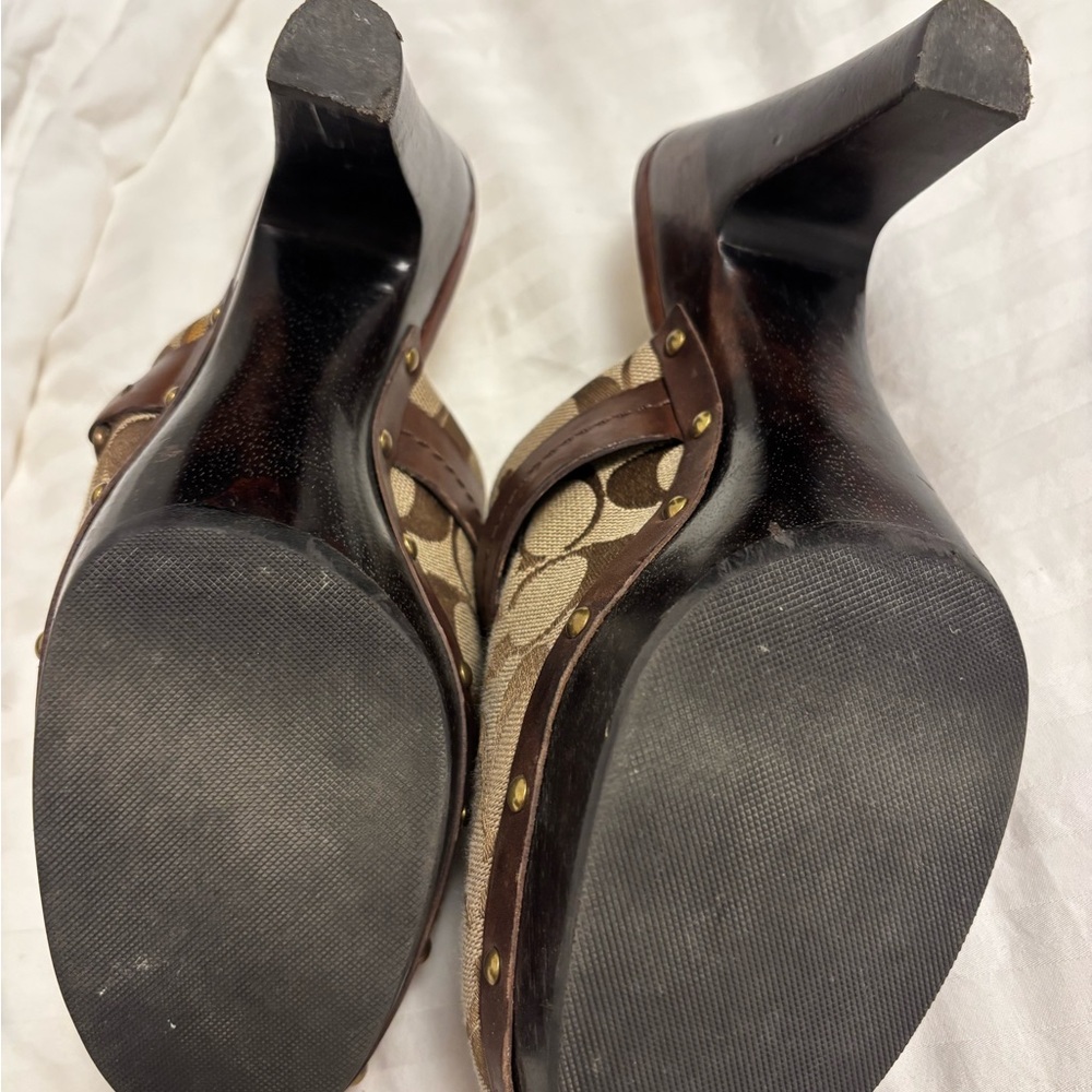 Coach Women's 7.5 Signature Heeled Mules - Picture 5 of 6